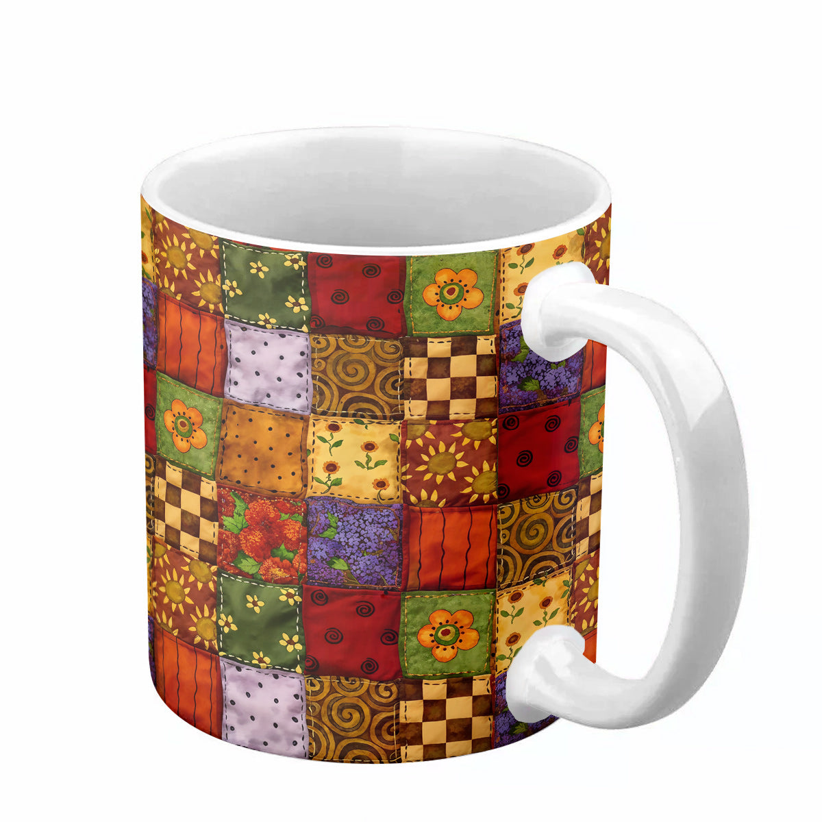 Autumn Quilt Blooms Ceramic Mug