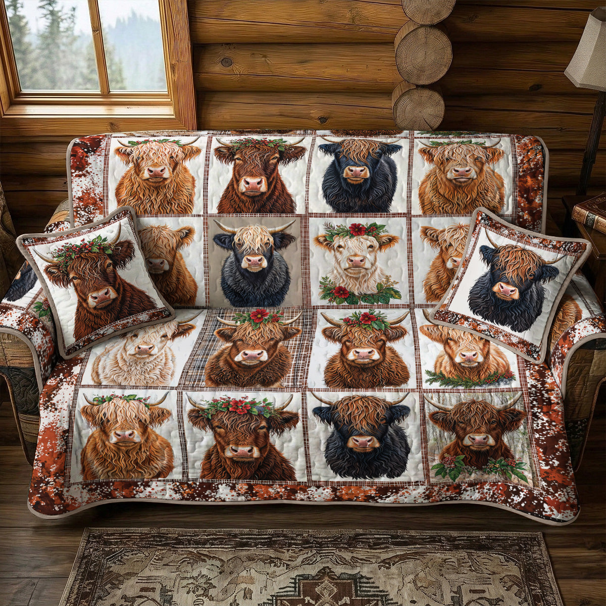 Highland Cows Quilted Sofa Cover Cows In My Heart