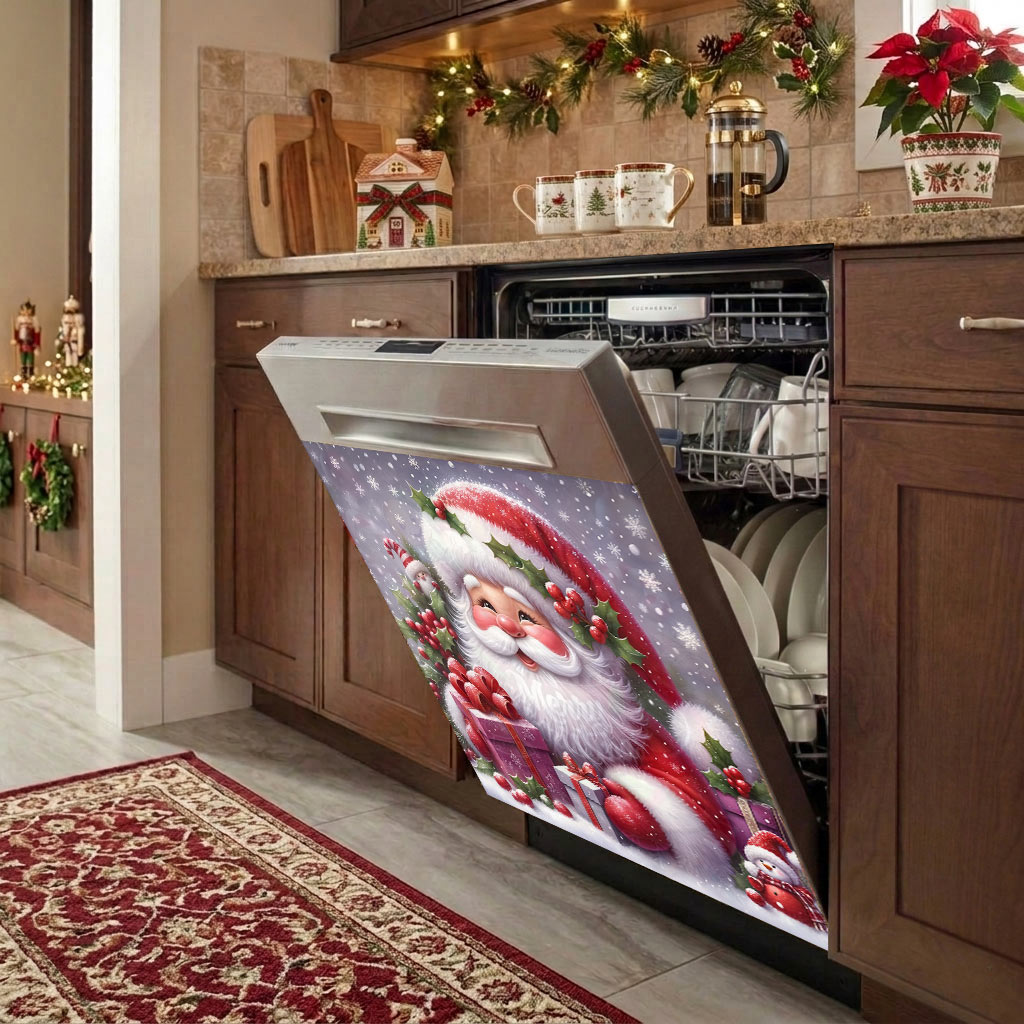 Christmas Magnetic Dishwasher Cover Jolly Santa Christmas