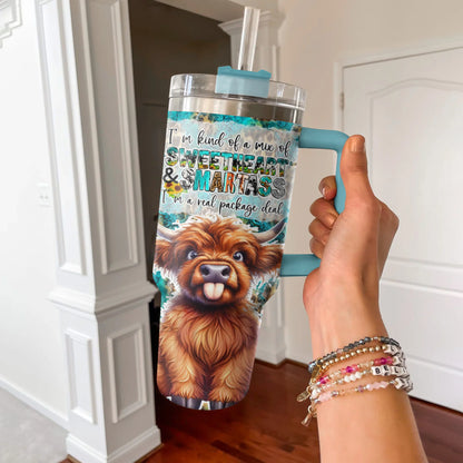 Highland Cow 40Oz Tumbler A Mix Of Sweetheart & Smartass