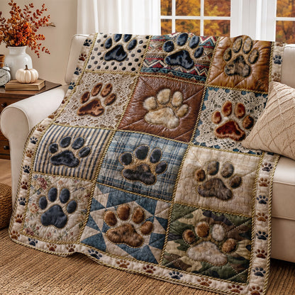 Dog Lover Quilted Blanket Cozy Patchwork Paws