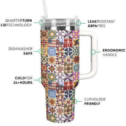 Sewing Lover 40 oz Tumbler Quilt Blocks
