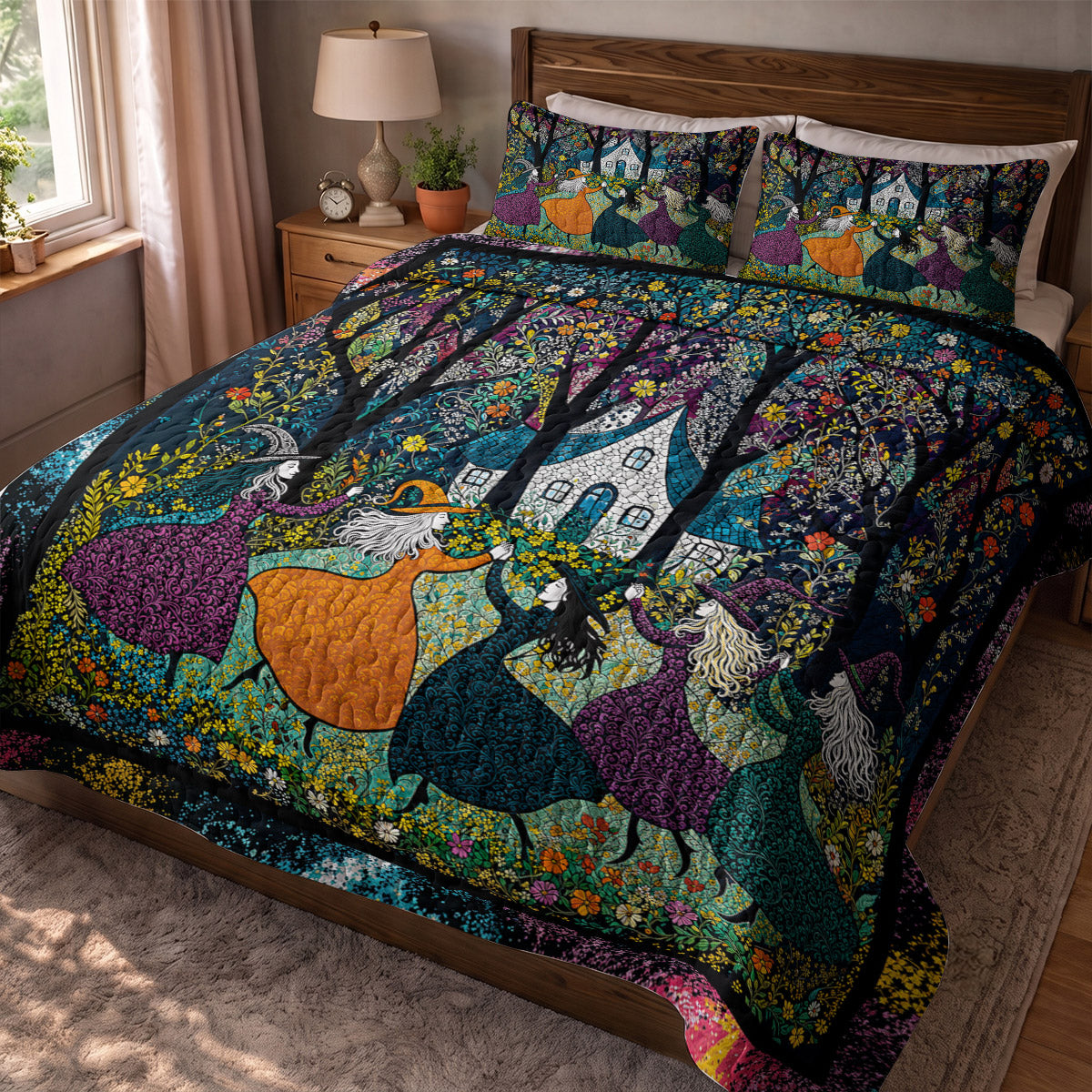 Witch Quilted Blanket Beautiful Witchy Woman Halloween Décor