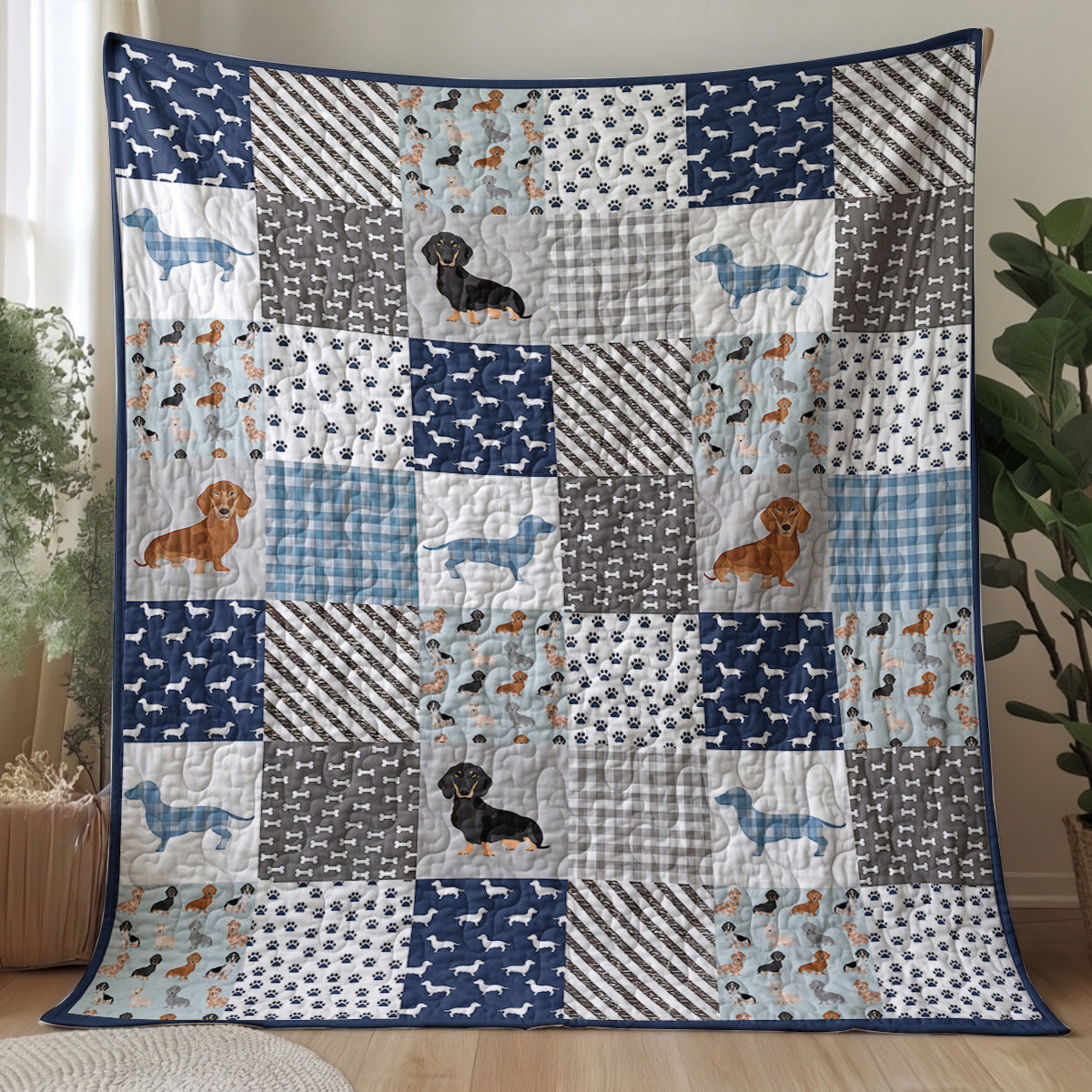 Dachshund Quilted Blanket Dachshund Delight