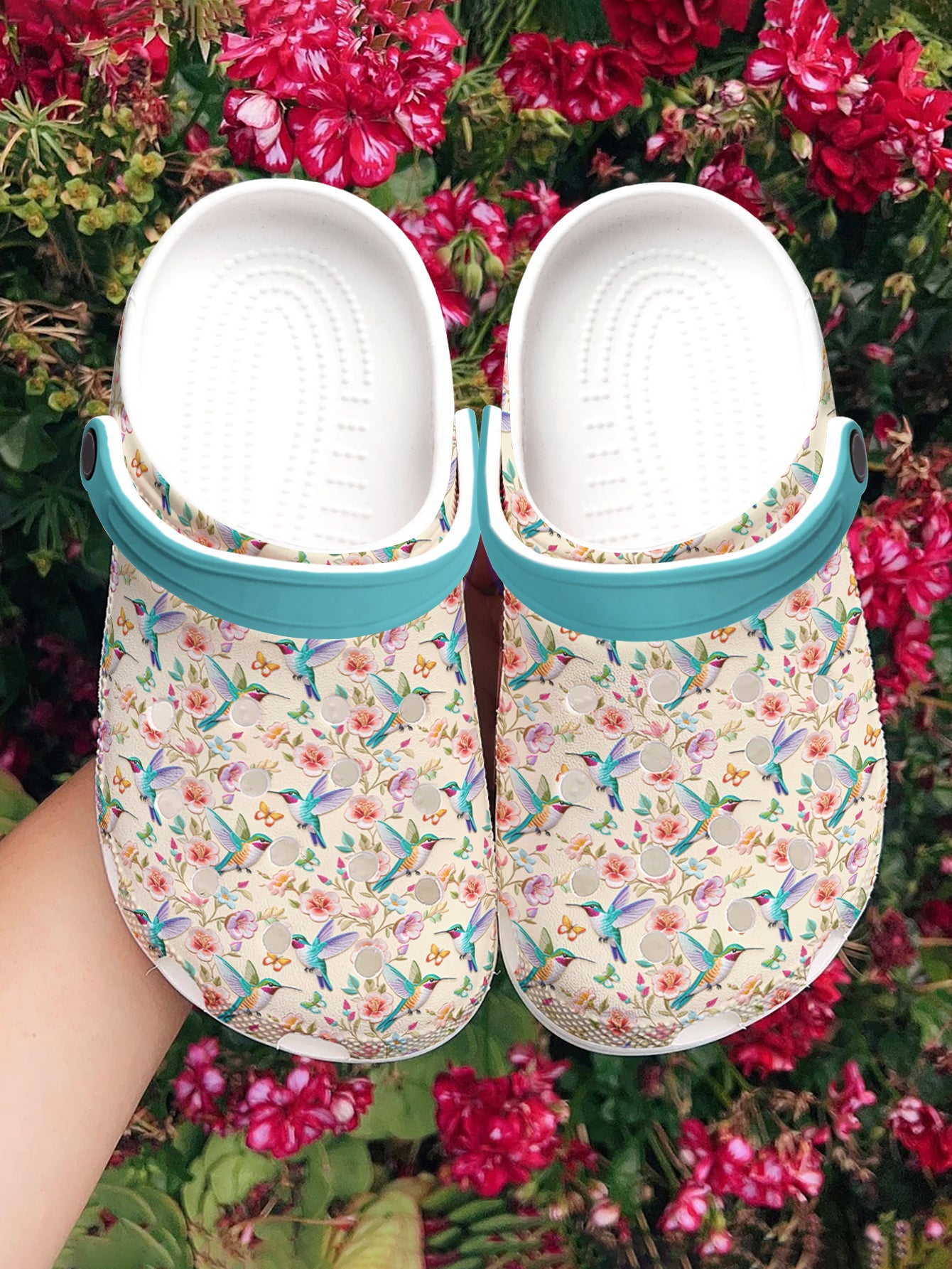 Hummingbird Graphic Clogs Humming Blossoms