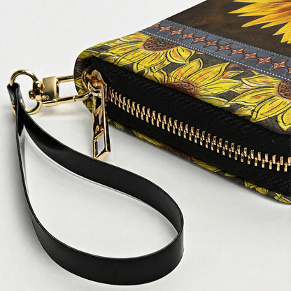 Sunflower Leather Wallet Golden Sunflower Glow