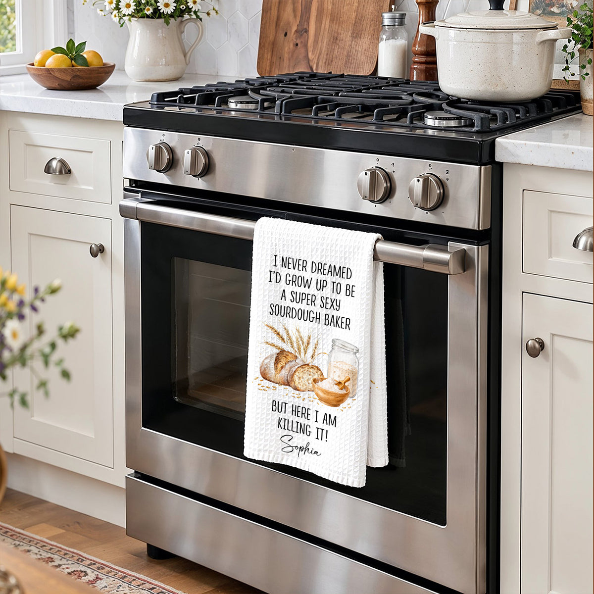 Personalized Kitchen Towel, I Never Dreamed Super Sexy Sourdough Baker, Gift For Bakers