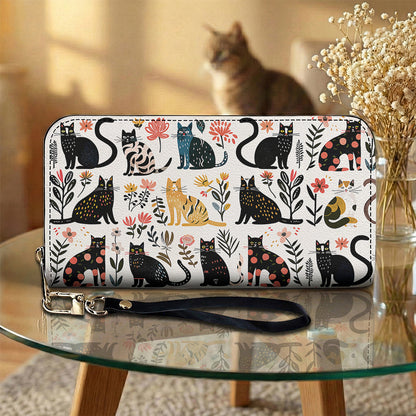 Cat Lovers Leather Wallet Botanical Cat Bliss