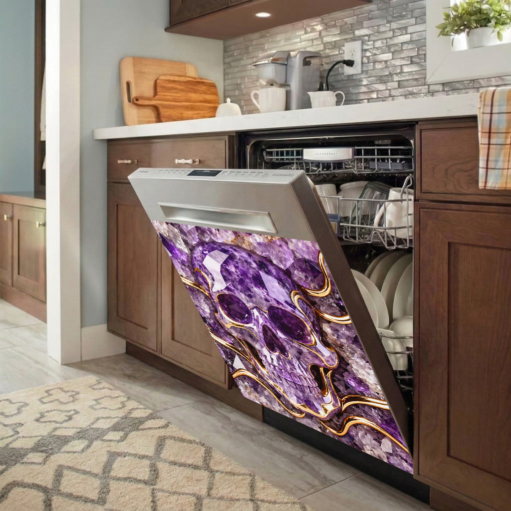 Skull Magnetic Dishwasher Cover Amethyst Crystal Skull