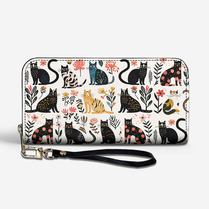 Cat Lovers Leather Wallet Botanical Cat Bliss