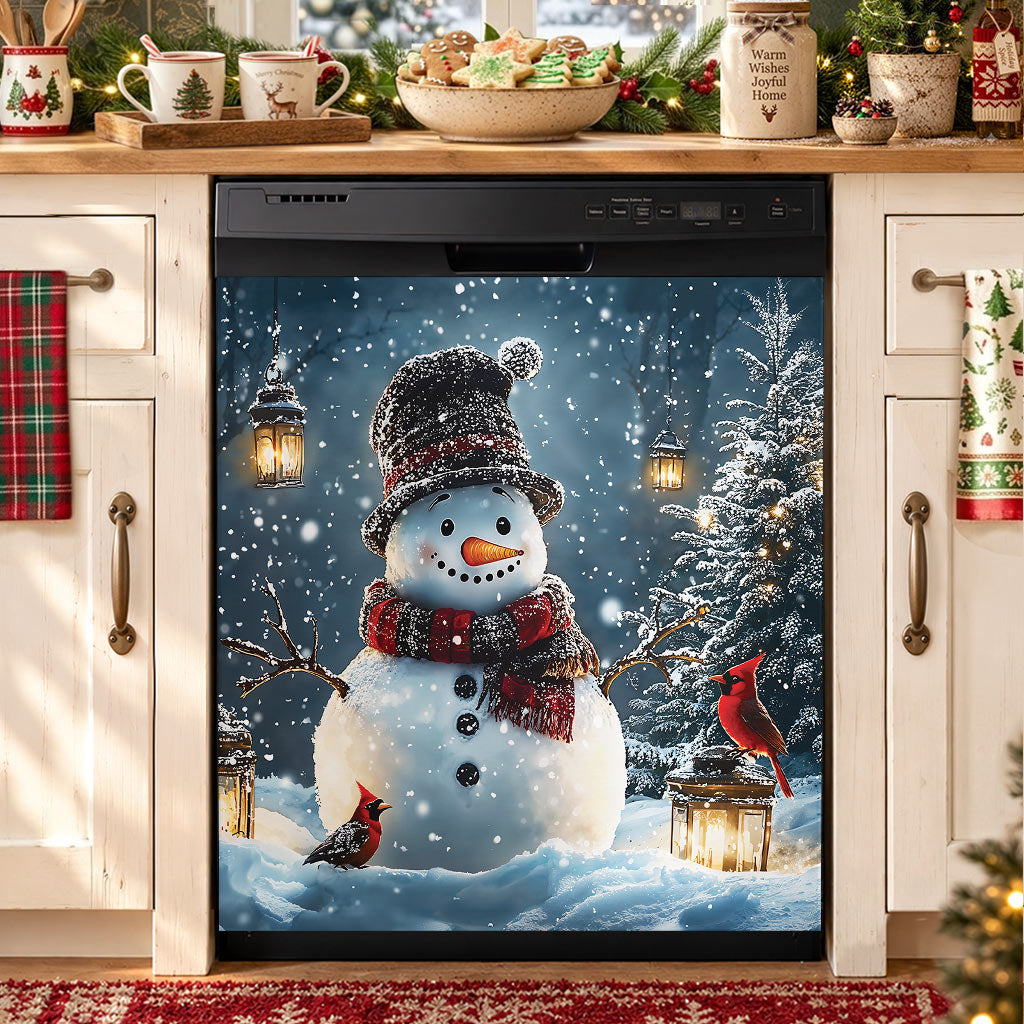 Christmas Magnetic Dishwasher Cover Snowman's Magical Winter Wonderland