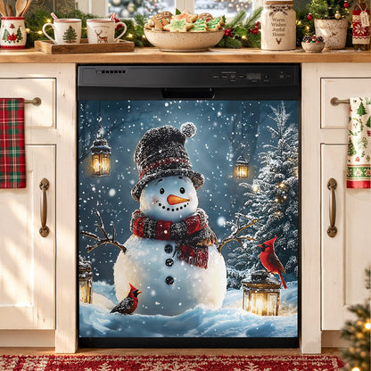 Christmas Magnetic Dishwasher Cover Snowman's Magical Winter Wonderland