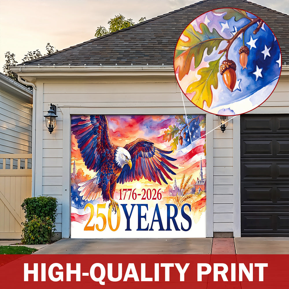 Patriotic Garage Door Banner Decoration - Wings of Freedom 1776–2026