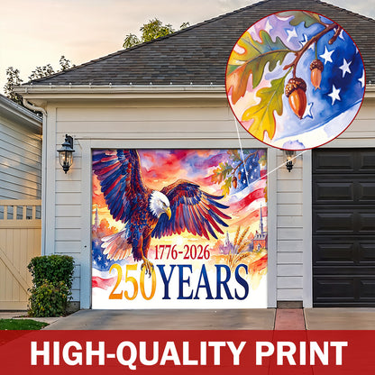 Patriotic Garage Door Banner Decoration - Wings of Freedom 1776–2026