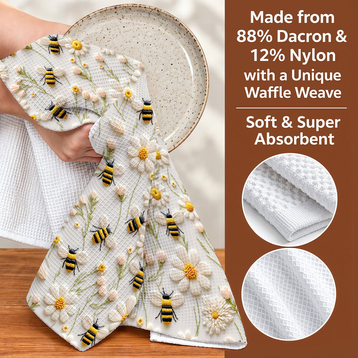 Bee Kitchen Towel Honeybee Daisy Meadow