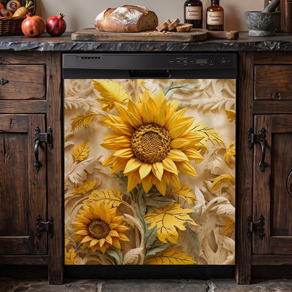 Sunlit Harvest Sunflower Magnetic Dishwasher Cover