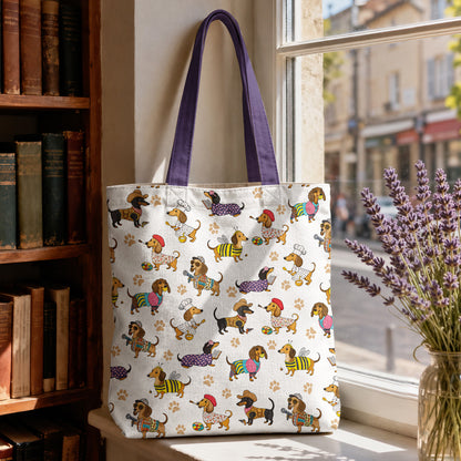 Dachshund Canvas Tote Bag Dashing Dachshund Dreams