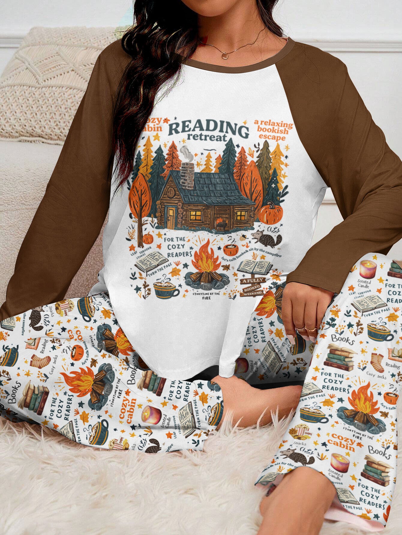 Book Lover Raglan Lounge Pajamas Reading Retreat