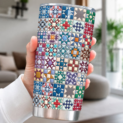 Sewing Lover 20 oz Tumbler Traditional Quilt Blocks