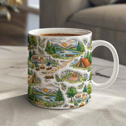 Camping Ceramic Mug Peaceful Woodland Camping