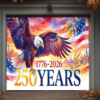 Patriotic Garage Door Banner Decoration - Wings of Freedom 1776–2026