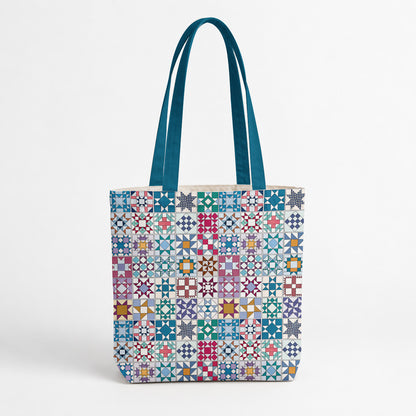 Sewing Lover Canvas Tote Bag Traditional Quilt Blocks