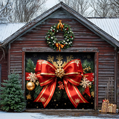 Christmas Garage Door Banner Decoration - Red Ribbon Magic Wrapped in Joy