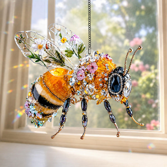 Jeweled Honeybee Garden Acrylic Suncatcher