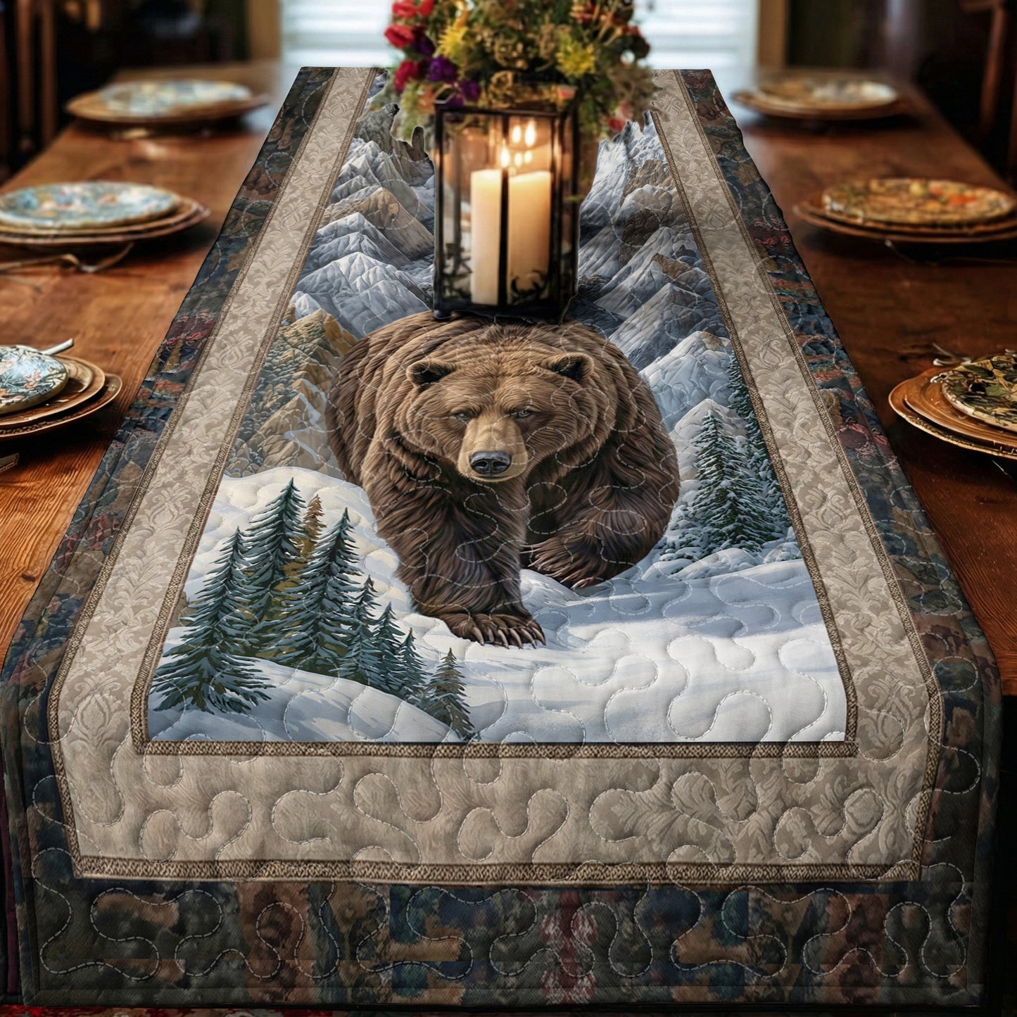 Bear Quilted Table Runner The Brown Bear’s Realm