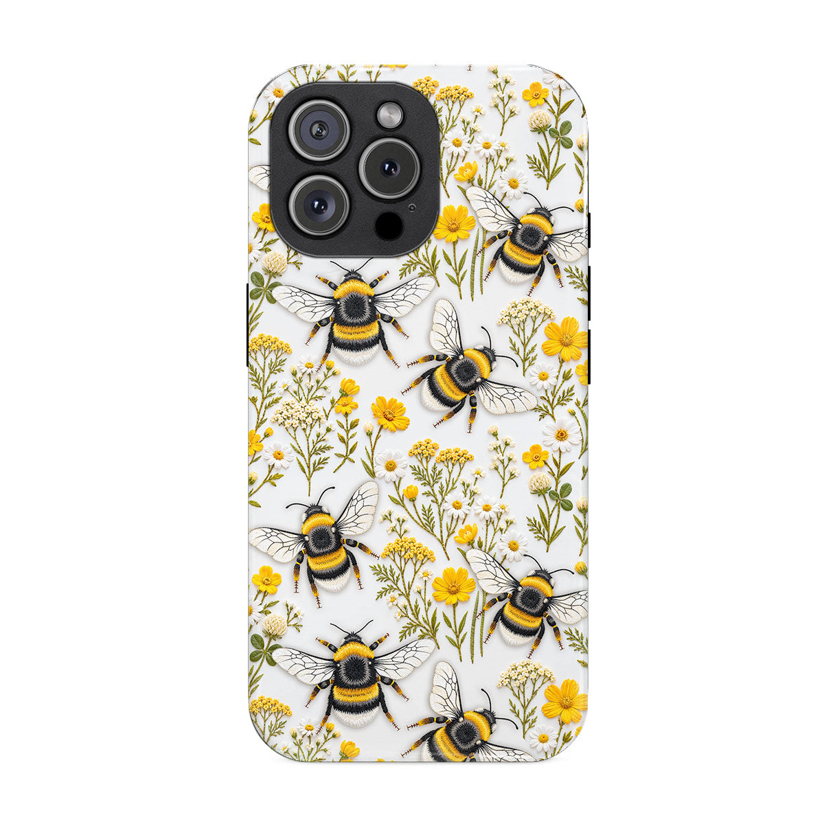 Bee Phone Case Golden Bumblebees & Wildflower Meadow