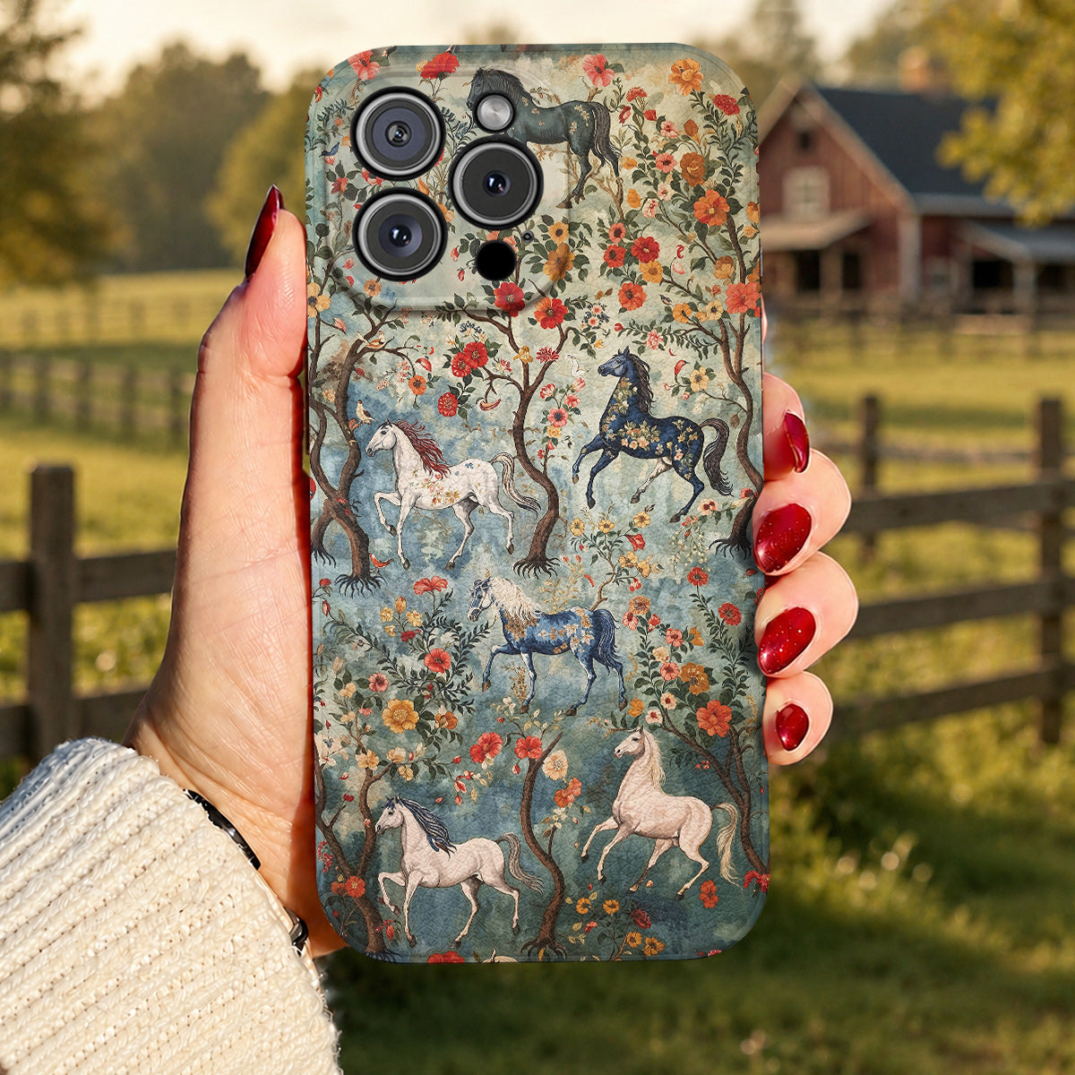 Horse Leather Phone Case Mystical Steeds