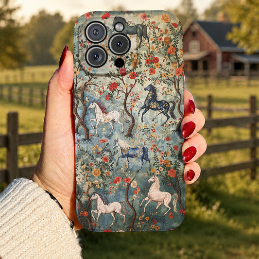 Horse Leather Phone Case Mystical Steeds