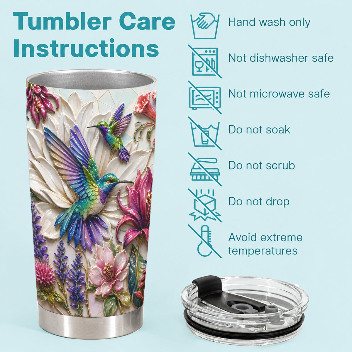 Hummingbird 20 oz Tumbler Hummingbird Garden Bloom Harmony