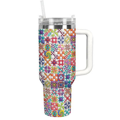 Sewing Lover 40 oz Tumbler Colorful Quilt Blocks