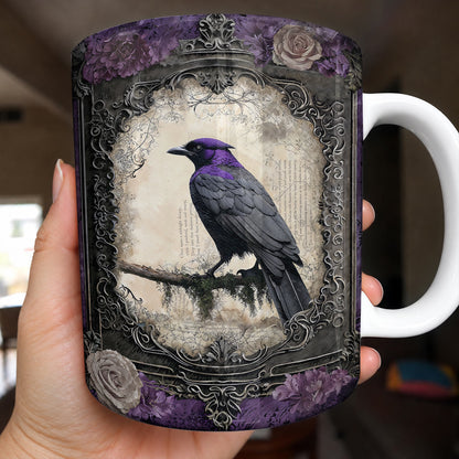 Gothic Ceramic Mug Violet Raven