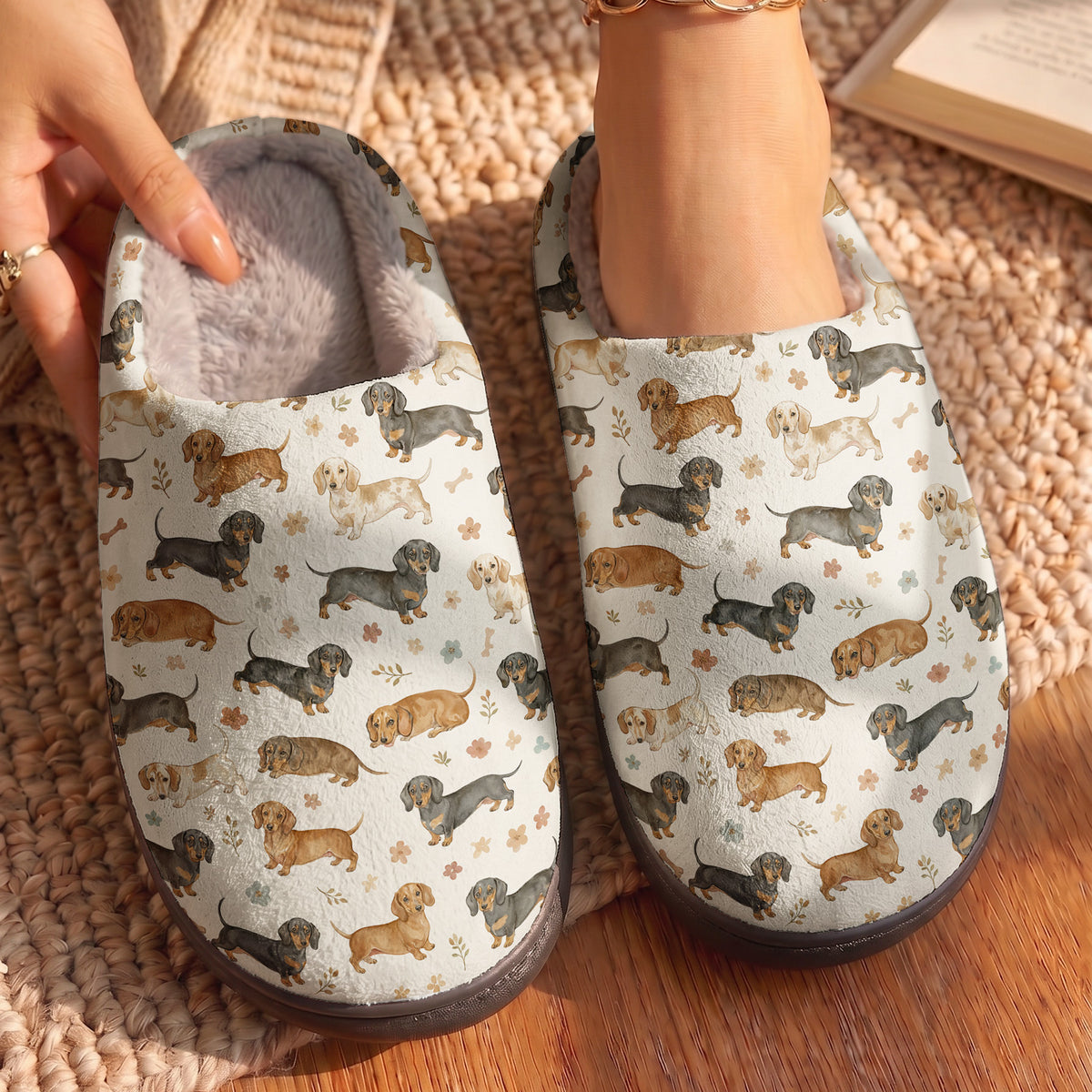 Dachshund Fleece Lined Slippers Cozy Dachshund Companions