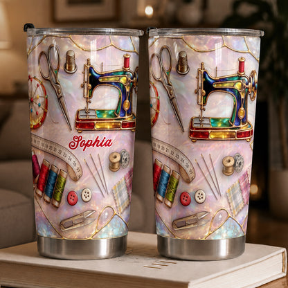 Sewing Lover 20 oz Tumbler Personalized Holographic Sewing Dreams