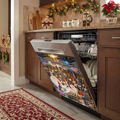 Christmas Magnetic Dishwasher Cover Gnome's Magical Dishwashing Adventure