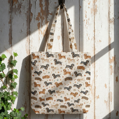 Dachshund Canvas Tote Bag Cozy Dachshund Companions