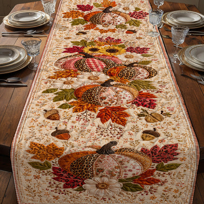 Fall Patchwork Pumpkin Harvest Quilted Table Runner