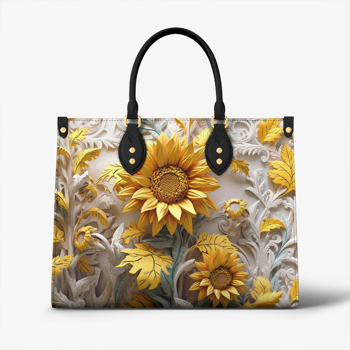 Sunflower Leather Handbag Golden Sunflower Garden
