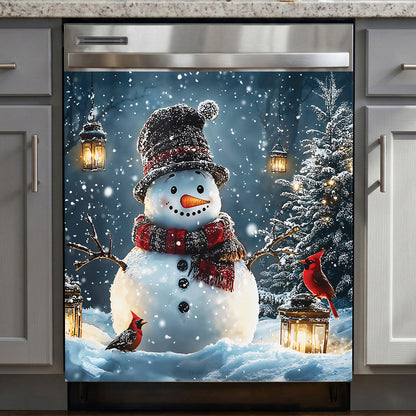 Christmas Magnetic Dishwasher Cover Snowman's Magical Winter Wonderland