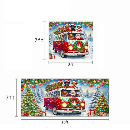 Christmas Garage Door Banner Decoration - Santa's Dachshund Christmas Road Trip