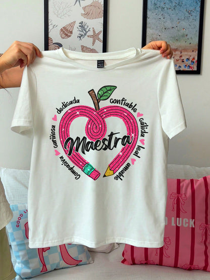 Spanish Teacher Graphic Tee Maestra’s Pink Heart
