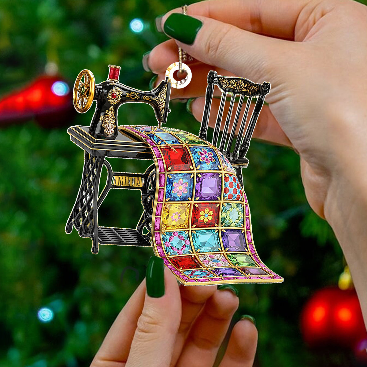 Quilting Lovers 2D Acrylic Ornament Vintage Threads Of Joy Personalized