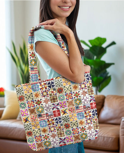 Sewing Lover Quilted Tote Bag Quilt Blocks