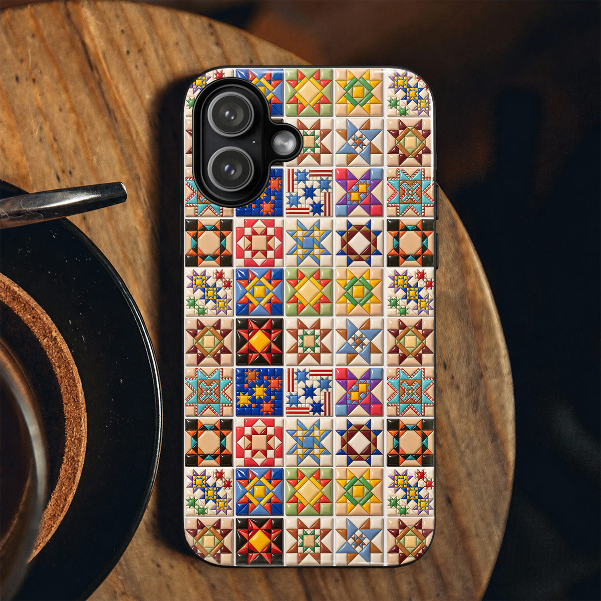 Sewing Lovers Phone Case Glossy Quilt Blocks