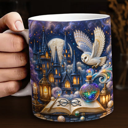 Moonlit Magic Academy Owl Castle Ceramic Mug
