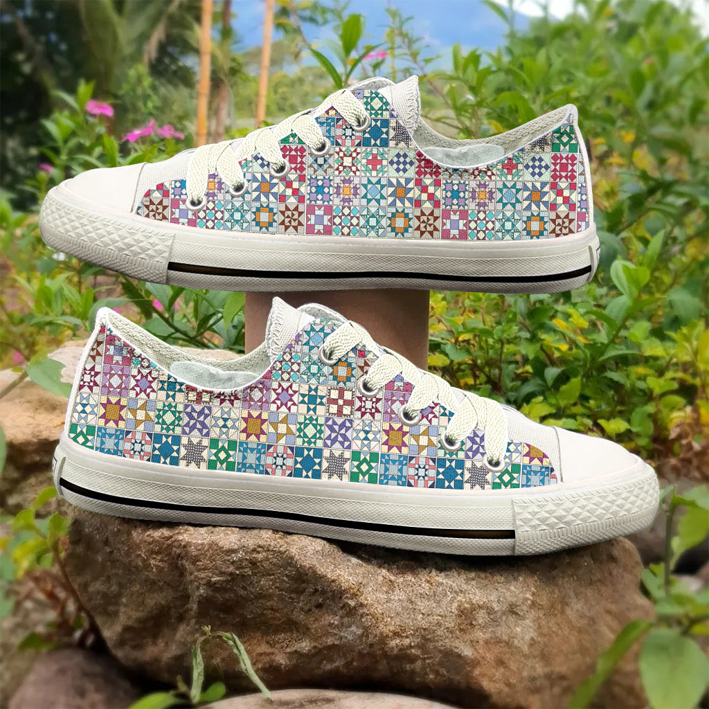 Sewing Lover Women's Low Top Shoes Traditional Quilt Blocks