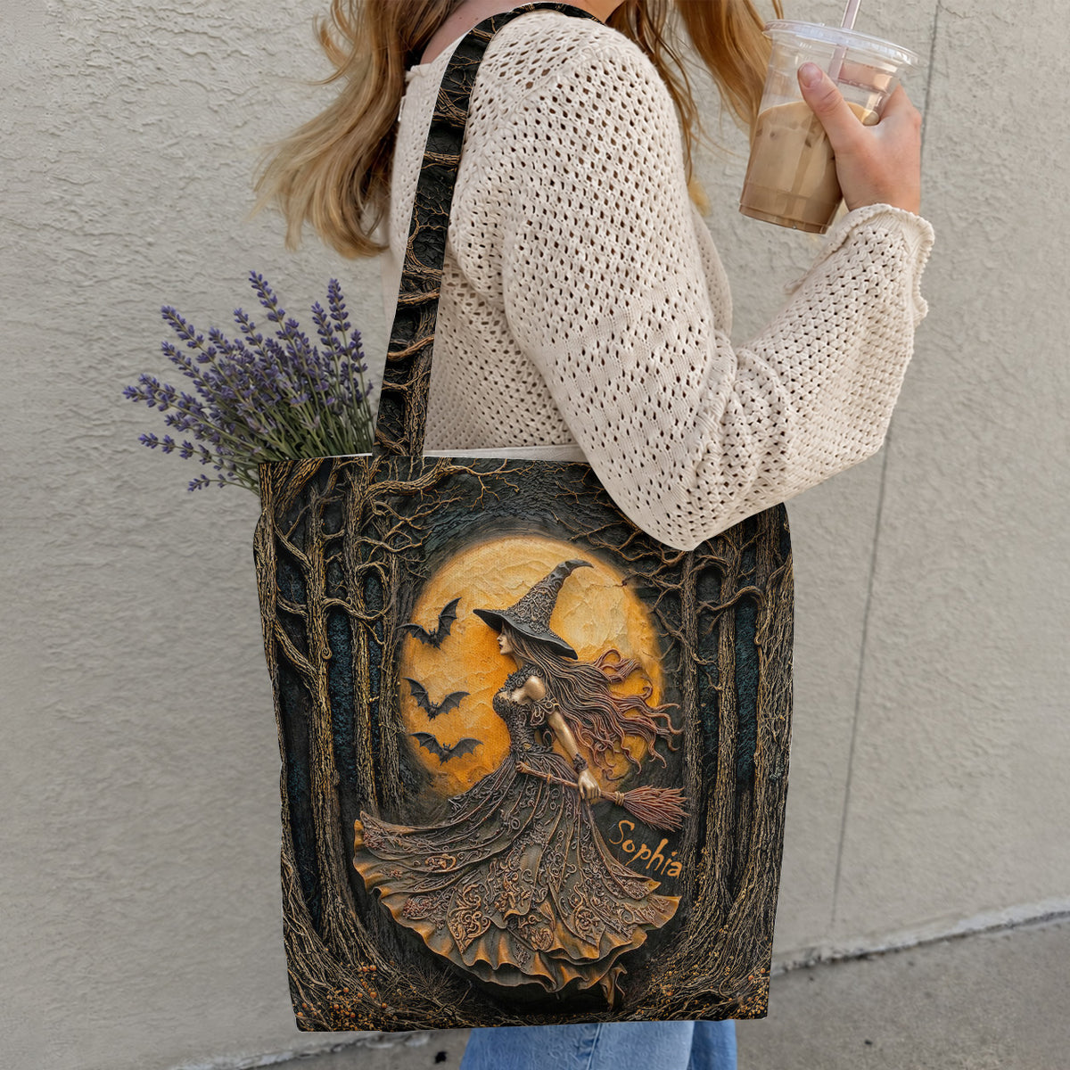 Witch Canvas Tote Bag Personalized Witch of the Amber Moon